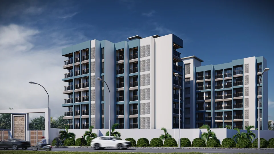 KAL 4 residential building visualization with articulated facade and terraces
